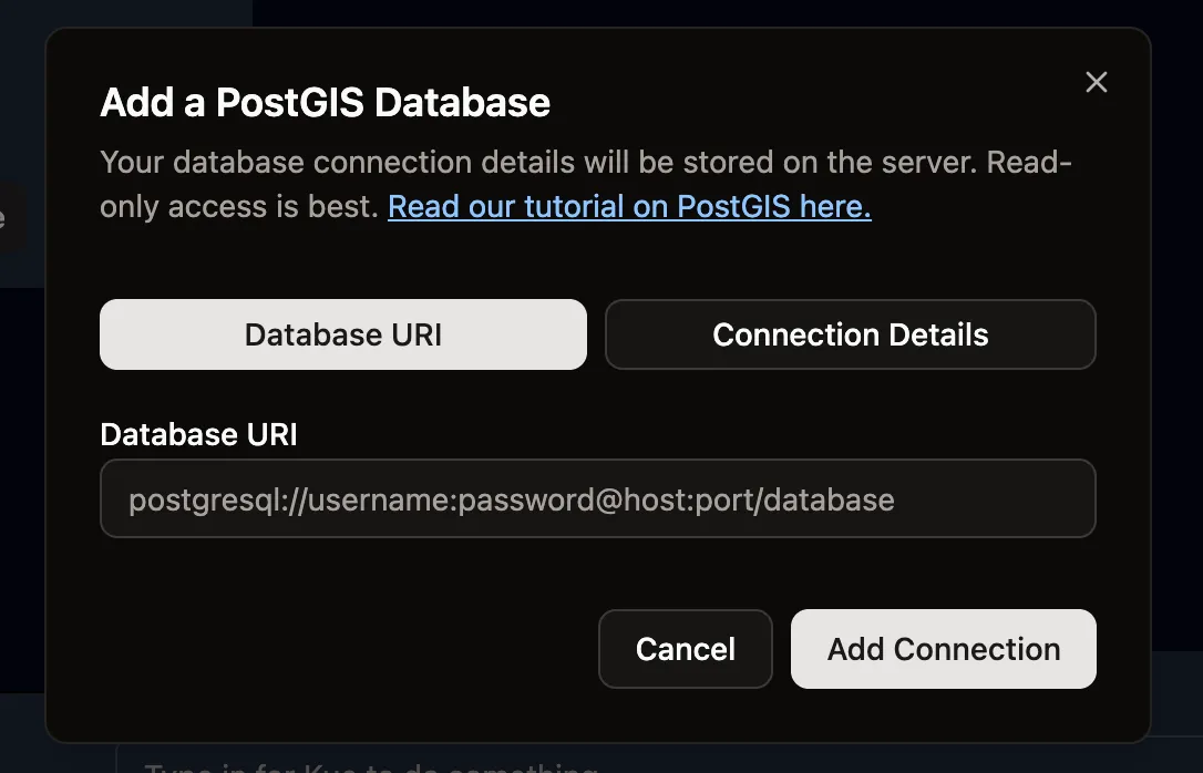 PostGIS Connection Dialog