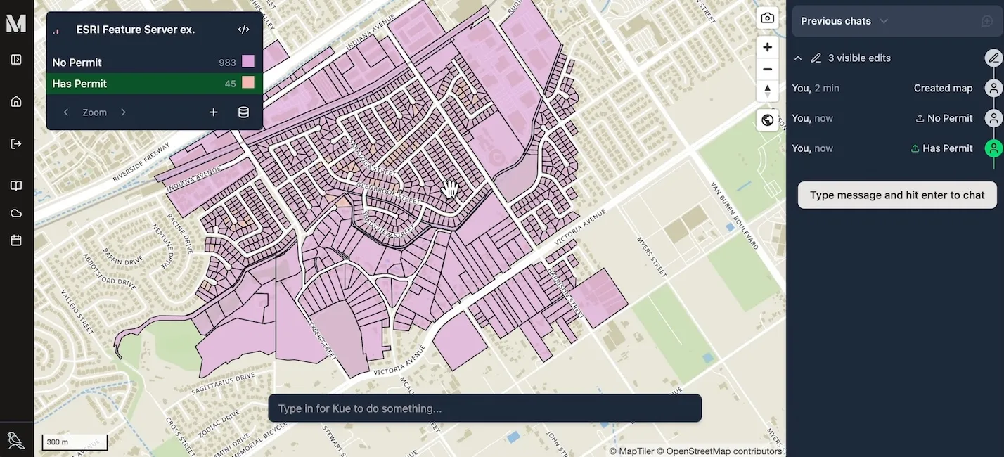 A Mundi map displaying two distinct layers from the same ESRI Feature Server.