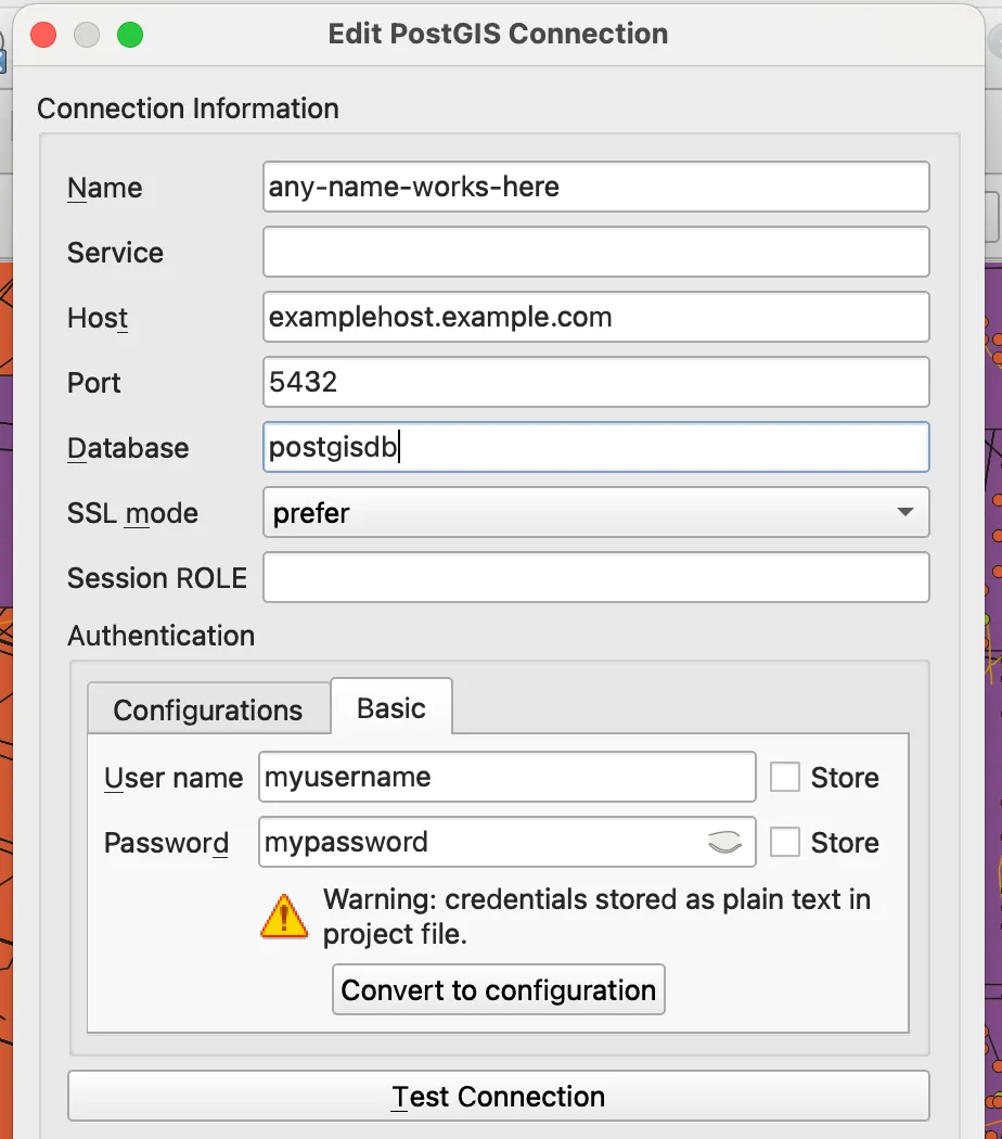 Connecting from QGIS