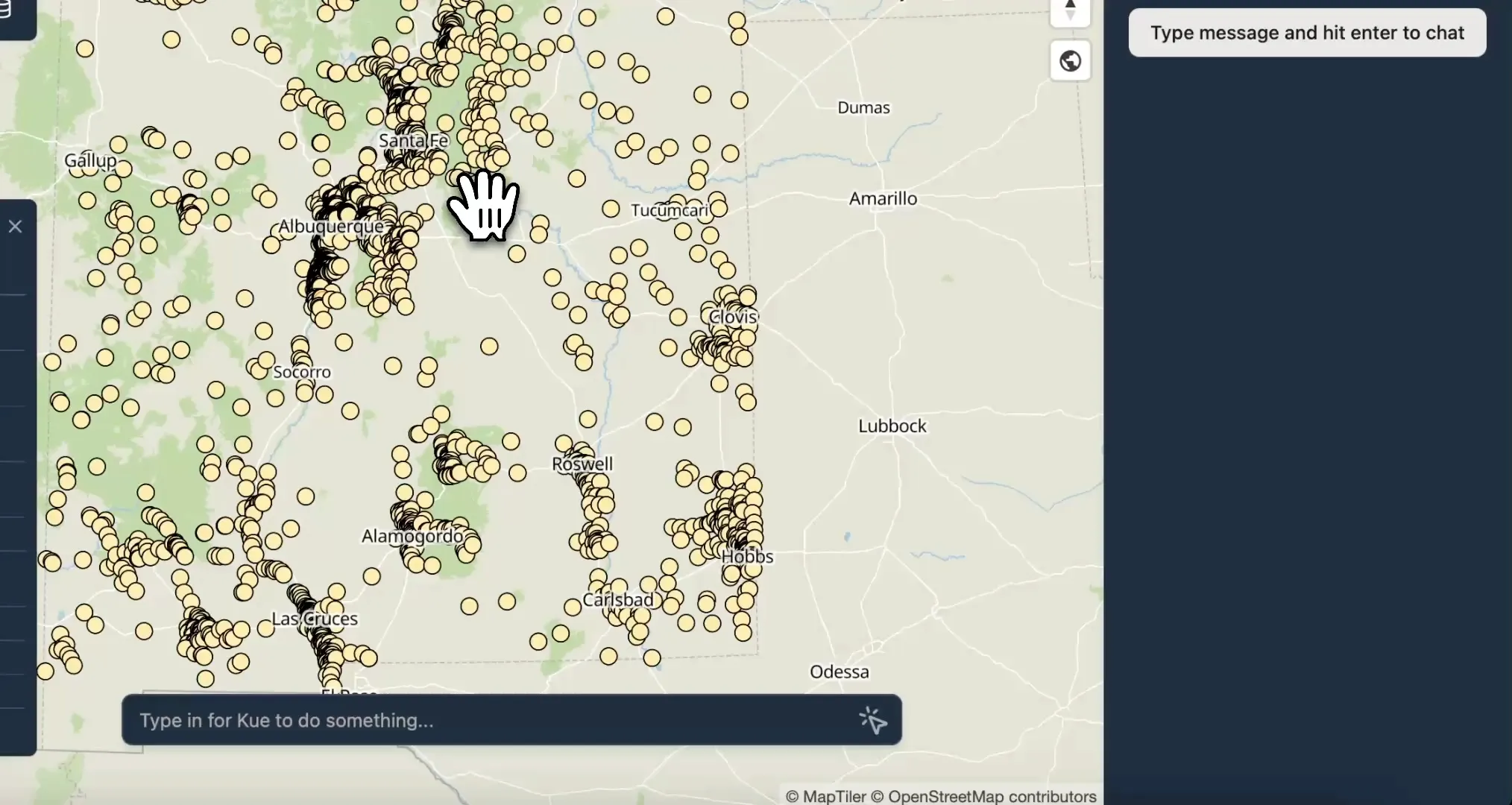 The interactive web map in the Mundi application, displaying the well data.