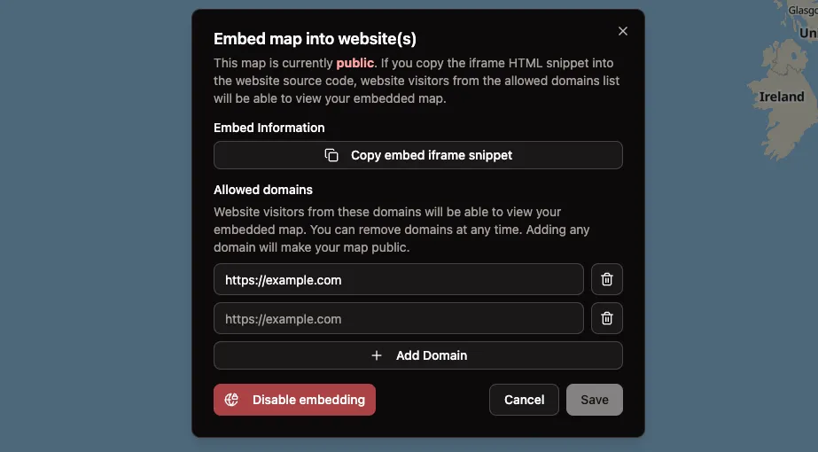 managing mundi allowed domains for embedding