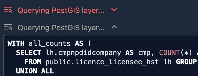 A SQL dropdown opened